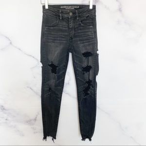 American Eagle Heavily Distressed Hi Rise Jeggings